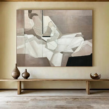 Load image into Gallery viewer, Geometric Gray - White Abstract Painting On Canvas DKH350
