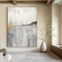 Load image into Gallery viewer, “Abstract Grey Landscape with Gold Blossoms” - Grey, Gold Abstract Art on Canvas DKH1173
