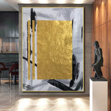 Load image into Gallery viewer, Large - Scale Gold - Black Abstract Geometry Acrylic for Sophisticated Hallway LargeART0292
