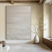 Load image into Gallery viewer, Hand - painted Large - scale Light Gray Textured Abstract Acrylic Art for Minimalist Hallways LargeART0124
