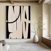 Load image into Gallery viewer, Black &amp; White Bold Forms Abstract Canvas Painting, Ideal for Industrial - Chic Loft &amp; Modern Entryway LargeART1119
