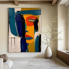 Load image into Gallery viewer, Blue &amp; Orange Cubist Abstract Painting, Ideal for Modern Art Studio &amp; Bold Living Room LargeART2125
