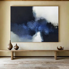 Load image into Gallery viewer, Hand - painted Blue and Black Abstract Acrylic Art for Modern Dining Room Decor LargeART1661
