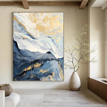 Load image into Gallery viewer, “Gilded Mountain Waves” Abstract Landscape Painting on Canvas, Luxurious Nature Art DKH930
