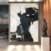 Load image into Gallery viewer, Custom Large Black - White Dynamic Strokes - Ideal for Modern Monochrome Lounge &amp; Edgy Art Gallery LargeART0733
