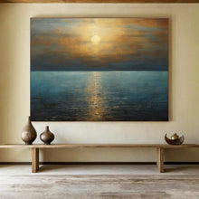 Load image into Gallery viewer, Golden Sunset Over Sea Abstract Art for Coastal Bedroom &amp; Relaxing Lounge DKH102
