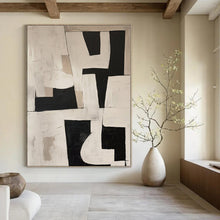 Load image into Gallery viewer, Black &amp; White Geometric Abstract Painting, Ideal for Modern Office &amp; Monochrome Living Room LargeART1364
