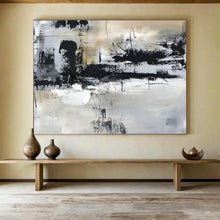 Load image into Gallery viewer, Black &amp; White Abstract - Sophisticated Living Room Art LargeART1565
