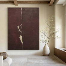 Load image into Gallery viewer, “Dark Tonal Split” - Maroon, Beige Abstract Art on Canvas DKH1149
