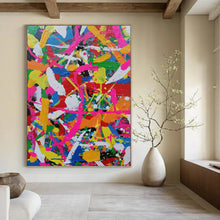 Load image into Gallery viewer, “Color Explosion Abstract Splatter” - Multicolor Abstract Art on Canvas DKH1277
