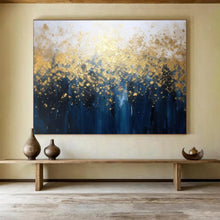 Load image into Gallery viewer, Golden Forest Canopy on Blue Abstract acrylic painting DLZ048
