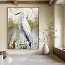 Load image into Gallery viewer, White &amp; Green Nature Abstract Painting, Ideal for Nature - Lover’s Bathroom &amp; Tranquil Bedroom LargeART2127
