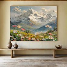 Load image into Gallery viewer, Snowy Mountain and Flower Field Abstract Painting on Canvas - “Alpine Dream” DKH674
