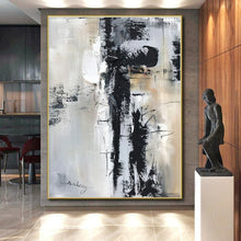 Load image into Gallery viewer, Oversized Gray - Black Abstract Art for Minimalist Study &amp; Modern Living Room LargeART0501
