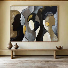 Load image into Gallery viewer, Hand - painted Stylized Female Silhouettes Acrylic Art for Empowering Home Office Spaces LargeART1688
