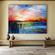 Load image into Gallery viewer, Colorful Sky &amp; Waterfall Abstract Art for Creating an Artistic Atmosphere in Hallways LargeART1597
