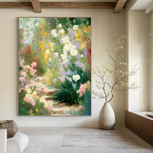 Load image into Gallery viewer, “Impressionist Flower Garden Path” - Colorful Floral Landscape Art on Canvas DKH1356
