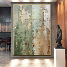 Load image into Gallery viewer, Green - Beige Abstract Texture Art for Rustic Café &amp; Art Studio LargeART0854
