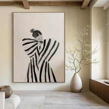 Load image into Gallery viewer, Black - White Abstract Intimate Moment Painting, Suited for Cozy Bedroom &amp; Calming Meditation Space LargeART2038

