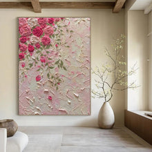 Load image into Gallery viewer, Textured Pink Roses Abstract Painting, Ideal for Romantic Bedroom &amp; Feminine Boutique LargeART1450
