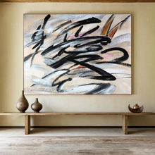 Load image into Gallery viewer, Black and White Expressive Abstract Painting for Modern Studio &amp; Edgy Lounge DKH289
