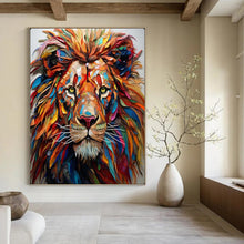 Load image into Gallery viewer, Colorful Mixed - Media Lion Art, Perfect for Eclectic Kids’ Room &amp; Bold Office LargeART2136
