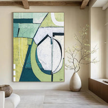 Load image into Gallery viewer, Geometric Green Abstract Painting - Great for Mid - Century Home &amp; Nature - Lover’s Office LargeART2375
