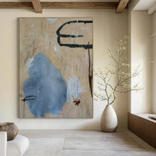 Load image into Gallery viewer, Beige &amp; Blue Abstract Painting, Ideal for Minimalist Living Room &amp; Neutral - Toned Office LargeART1414
