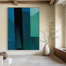 Load image into Gallery viewer, Dark Geometric Abstract Art, Moody Blue Layers for Dramatic Living Room &amp; Edgy Studio LargeART2256

