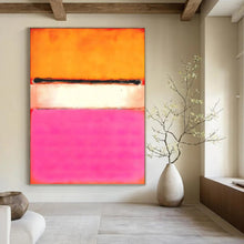 Load image into Gallery viewer, “Orange, White and Pink Color - Field” - Color - Field Abstract Art on Canvas DKH1608
