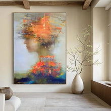 Load image into Gallery viewer, “Colorful Abstract Figure” ，Soft background with a figure’s profile, surrounded by vibrant, fragmented colors and shapes. DTP318
