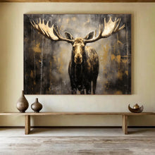Load image into Gallery viewer, Moody Moose with Golden Accents Abstract acrylic painting DLZ079
