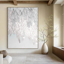Load image into Gallery viewer, Silver Angel Wings Abstract Art, Perfect for Serene Bedroom &amp; Spiritual Meditation Room LargeART2019
