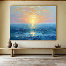 Load image into Gallery viewer, Impressionistic Sunset Seascape Painting on Canvas - “Golden Ocean Horizons” DKH767
