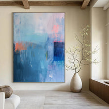 Load image into Gallery viewer, Blue - Toned Abstract Landscape Canvas Painting, Ideal for Coastal Home Office &amp; Minimalist Living Room LargeART1178
