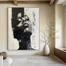 Load image into Gallery viewer, “Fragmented Face in Black and White” – Expressive Figurative Abstract with Textural Layers DTP139
