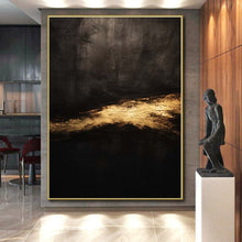 Load image into Gallery viewer, Grand Hand - painted Dark and Gold Abstract Mystery Acrylic Art for Luxe - Themed Home Theaters LargeART0230
