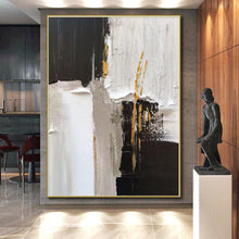 Load image into Gallery viewer, Oversized Black - White - Gold Abstract Art for Luxury Bedroom &amp; High - End Lounge LargeART0489
