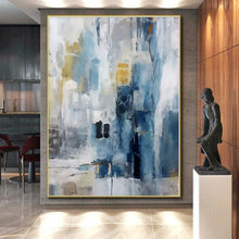 Load image into Gallery viewer, Oversized Blue - Gray Abstract Urban Art for Loft Apartment &amp; Corporate Lounge LargeART0435
