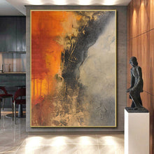 Load image into Gallery viewer, Hand - painted Substantial Warm - Toned Abstract Mystery Acrylic Art for Cozy Studies LargeART0026
