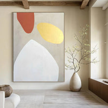 Load image into Gallery viewer, “Terracotta, Gold, and White” - Soft - Hued Abstract Shapes Art, Abstract Painting on Canvas DKH1078
