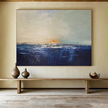 Load image into Gallery viewer, Muted Tones Coastal Sunset Abstract Painting on Canvas - “Subtle Dusk” DKH650

