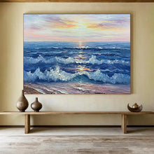 Load image into Gallery viewer, “Sunset Sea Waves” - Impressionistic Abstract Acrylic of an Ocean Sunset, Suits Beach House and Living Room DLZ218
