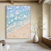 Load image into Gallery viewer, Textured Beach Scene Abstract Canvas Painting, Perfect for Coastal Home Office &amp; Beach House Living Room LargeART1129
