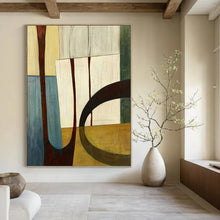 Load image into Gallery viewer, “Geometric Harmony” Abstract Shapes Painting on Canvas, Modern Minimalist Art DKH949
