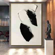 Load image into Gallery viewer, Black - White Textured Shapes Art – Ideal for Modern Monochrome Bathroom &amp; Edgy Art Studio LargeART0710
