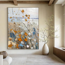 Load image into Gallery viewer, Textured Wildflower Seascape Painting, Ideal for Coastal Cottage Bedroom &amp; Nature - Lover’s Study LargeART1839
