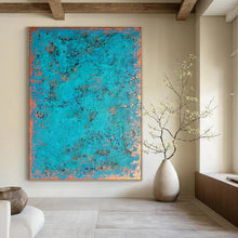 Load image into Gallery viewer, Turquoise &amp; Copper Abstract Painting, Ideal for Coastal Living Room &amp; Art Gallery LargeART2323
