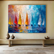 Load image into Gallery viewer, Colorful “Sailing Adventure at Sea” Painting on Canvas, Nautical Art Centerpiece DKH800
