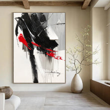 Load image into Gallery viewer, Black &amp; Red Bold Abstract Painting, Perfect for Edgy Living Room &amp; Creative Studio LargeART2088
